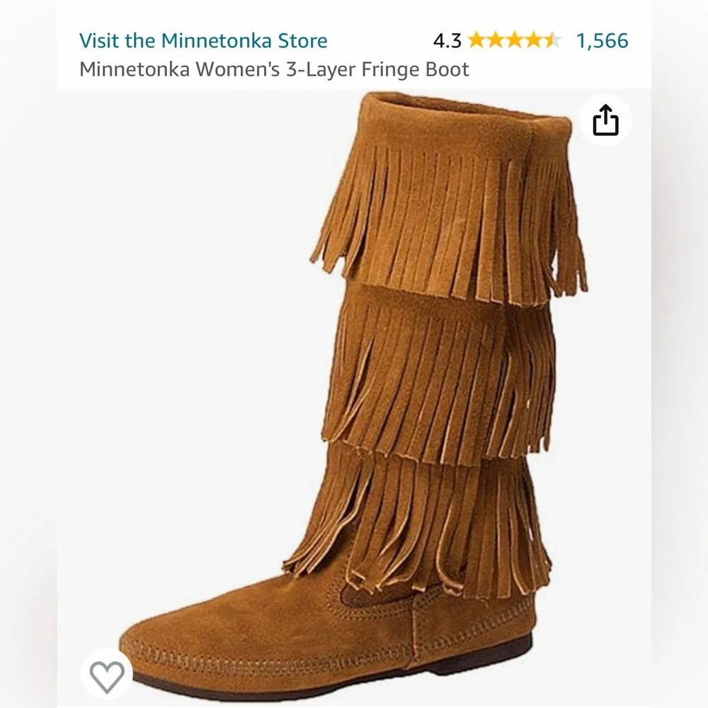 Minnetonka Three Layer Fringe Suede Boot - Brand New! - Picture 5 of 6